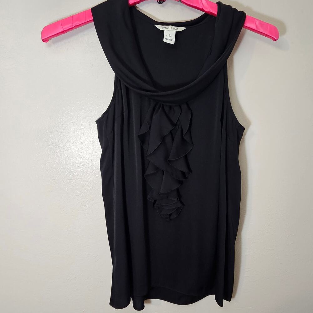White House Black Market Ruffle Cowl Neck 97% Silk Blouse